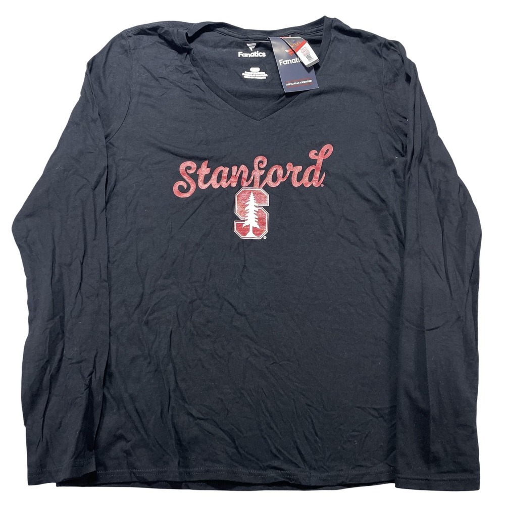 Stanford Cardinal Shirt Womens Medium Black NCAA College Fanatics Long Sleeve